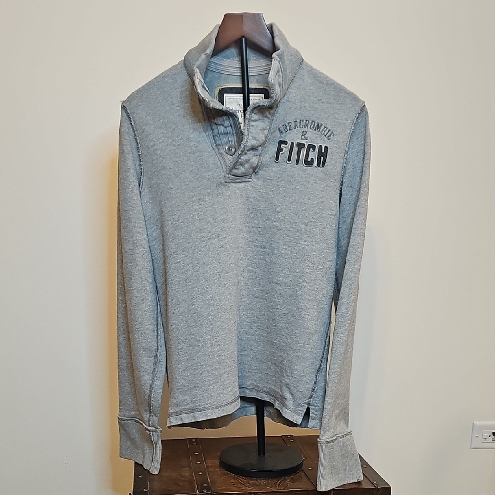 Vintage Abercrombie & Fitch Gray Button Pullover Sweater Size Small - Picture 1 of 15